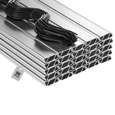 Serre à ressorts et canal de serrure, 6,56 pi de fil ondulé recouvert de PVC et ensemble de canaux en alliage d'aluminium avec vis incluses, 0,05 po d'épaisseur, film poly et accessoires de toile d'ombrage