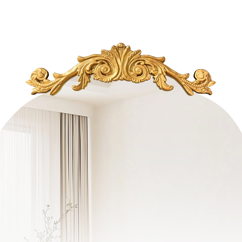 Frameless Full-length Mirror with Carved Decoration, Gold