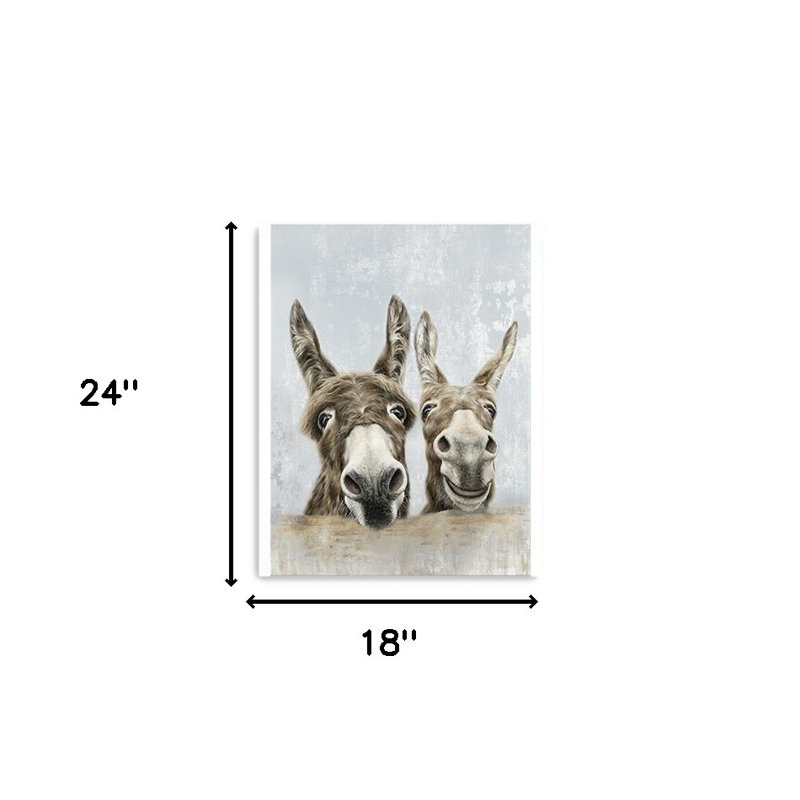 «Cute Donkeys», impression sur toile sans cadre, 18 po x 24 po