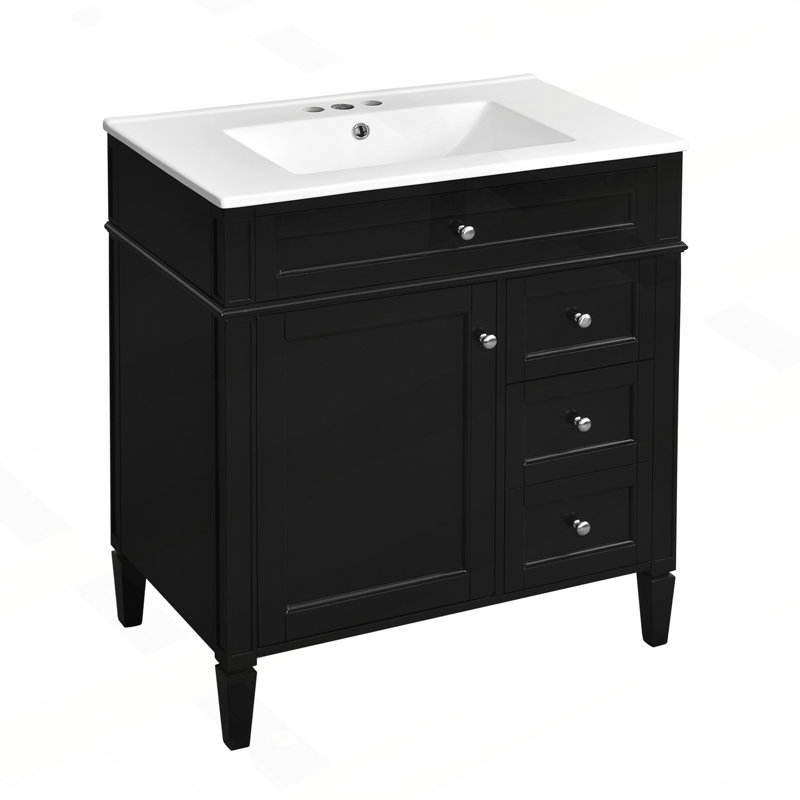 Meuble-lavabo moderne avec plusieurs options de rangement et un design élégant, Noir