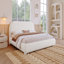 Lit, tissu d'ameublement crème, lit simple simple, très grand lit-526542202