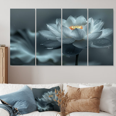 «Grey Lotus Photo Elegant Silhouette I», ensemble de reproduction d'art mural Lotus