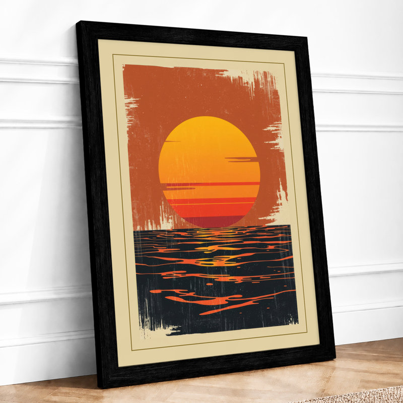 Sunrise Over Water Japandi - Print, A1 - 84.1 x 59.4 cm, Black