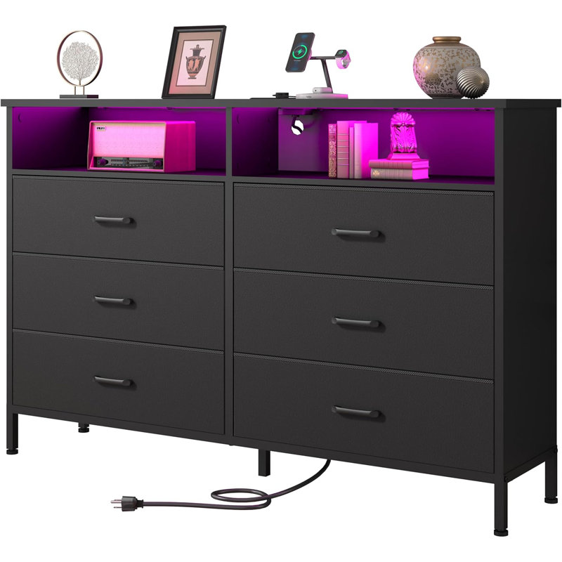 Commode 6 tiroirs, Noir