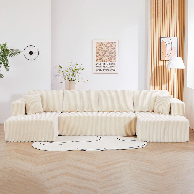 Canapé modulaire en U en forme de U, canapé modulaire compressé en velours côtelé de style minimaliste moderne, canapé-lit pour le salon, la chambre à coucher, canapé-lit confortable et compact