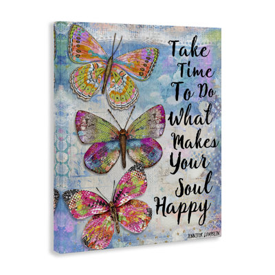 "Makes Your Soul Happy Butterfly", art mural sur toile par Jennifer Lambein