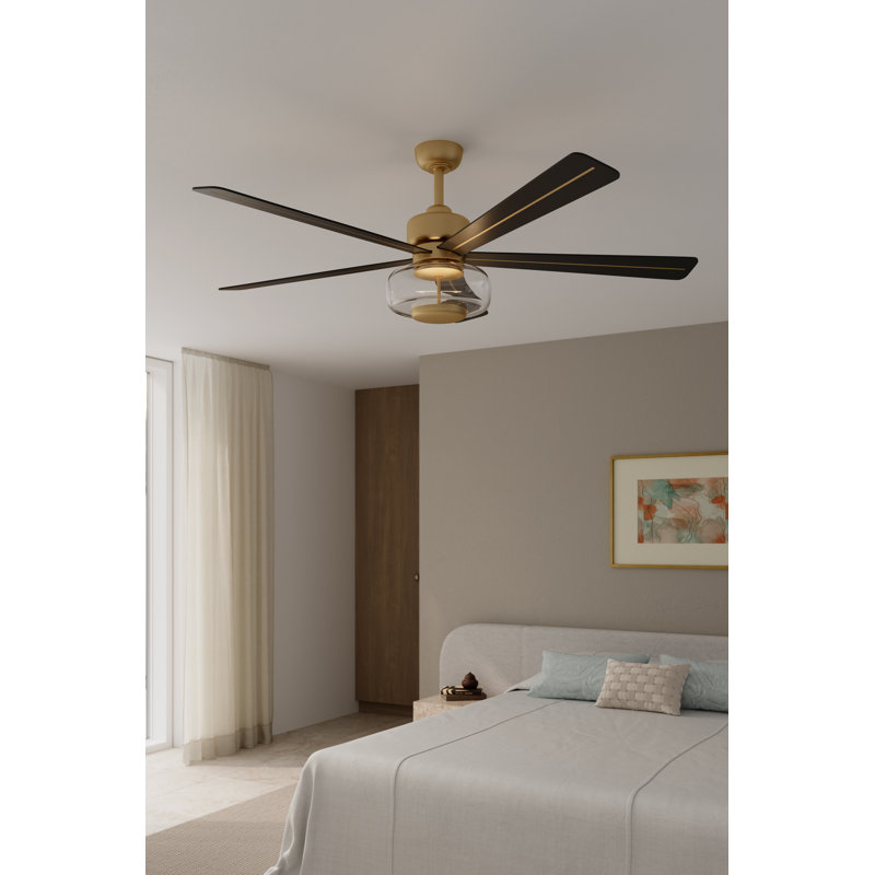 Ligero 60" 5CCT LED Smart Ceiling Fan, Coal, Brass