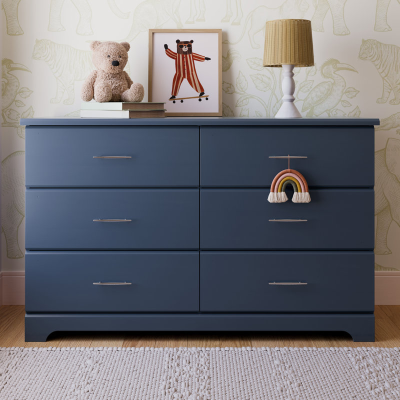 Commode double 6 tiroirs Brookside, Bleu minuit