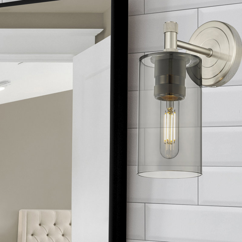 Applique murale 1 lumière Crown Point, Plaqué couleur fumée, Nickel satiné, H 10,5 po x l 3,88 po x P 6,5 po