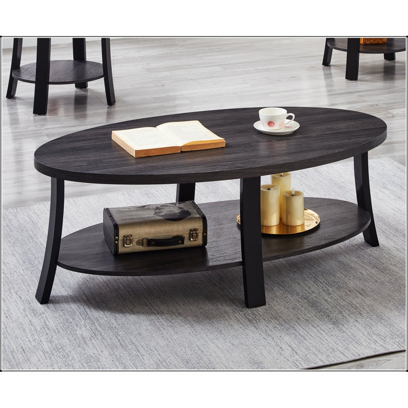 Table basse avec tablette en bois Anze, Gris anthracite, Gris anthracite