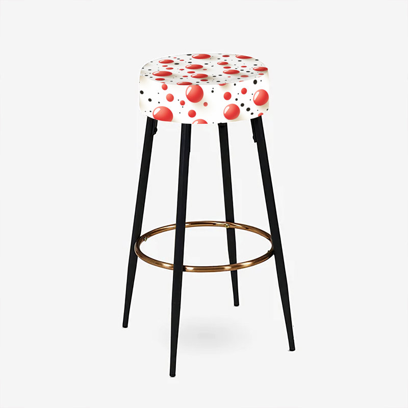 Ensemble de 2 tabourets de bar à pois rouges et blancs