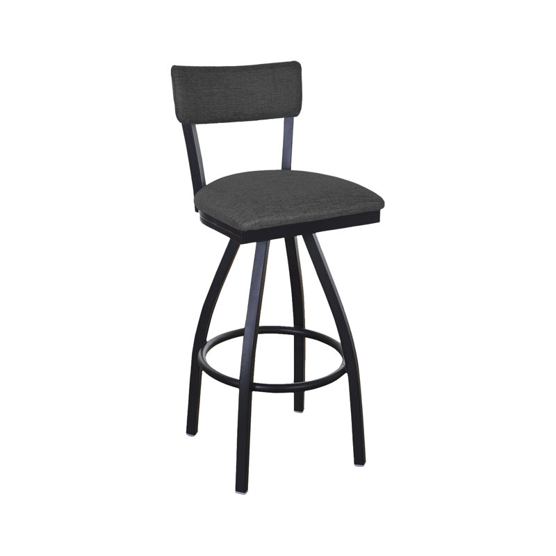 Bristol Swivel Upholstered Counter Stool with Metal Frame, Gray