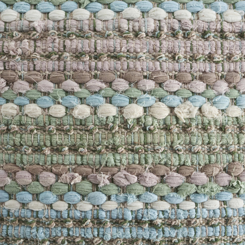Verdant Green and Blue Textured Weave Square Throw Pillow