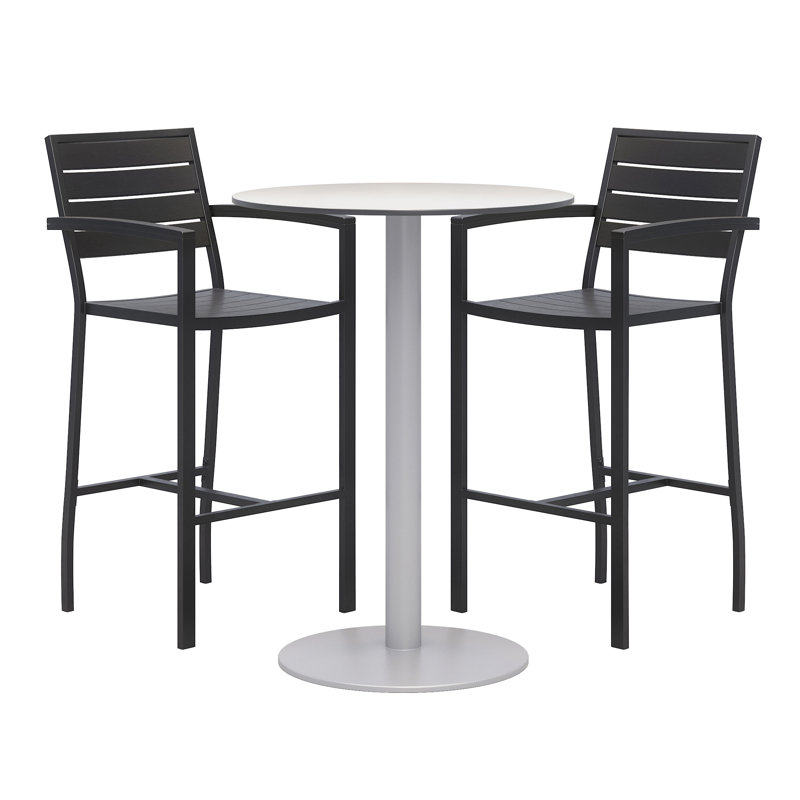 Eveleen Set 36" L Round Plastic/Acrylic Breakroom Table, Black, 3