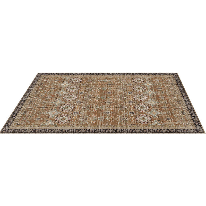 Grand tapis 9 x 12 pi tapis antidérapant et résistant aux déchirures rétro brun vert, Brown Green