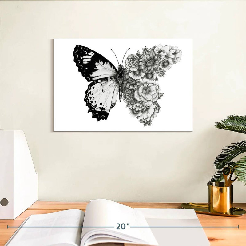 Brampt papillon en fleurs I, H 8 po x l 12 po