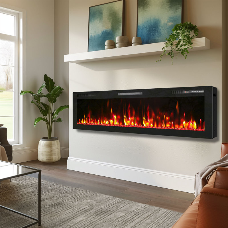 Abrum Electric Fireplace, 18.11" H x 60" W x 4.45" D