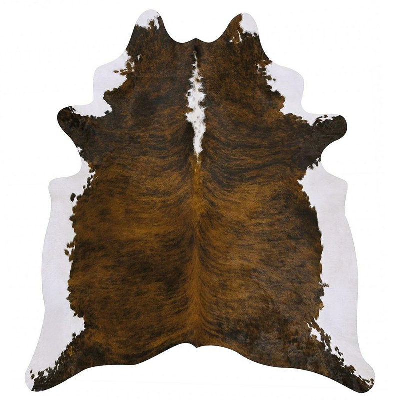 Tapis blanc en cuir de vache et en daim Haag Brindle, Nouveauté de 7 pi x 7 pi 6 po