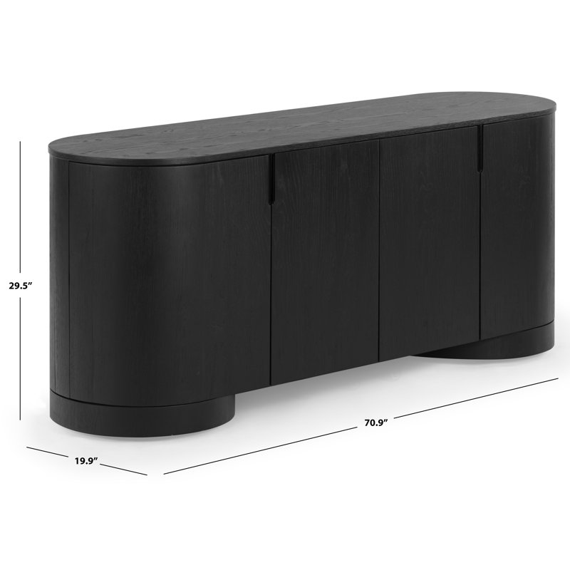 Jesbelina Oval 4 Door Wood Sideboard, Black