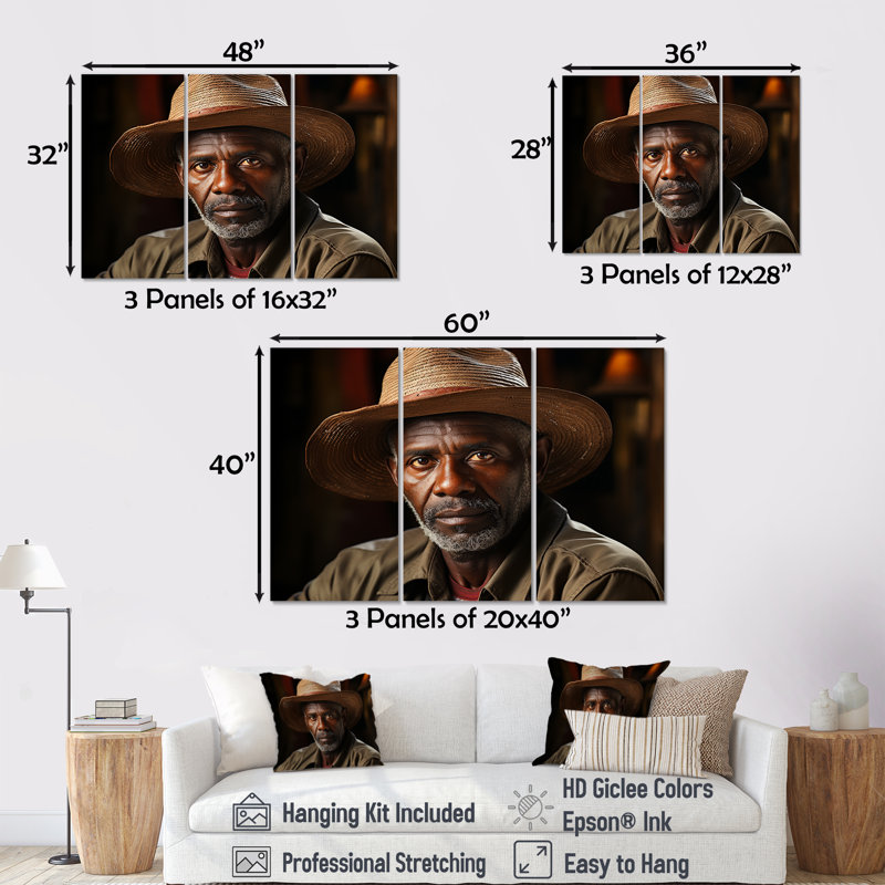 Cuban Farmer Portrait - Cuba, ensemble de reproductions d'art mural, H 32 po x l 48 po
