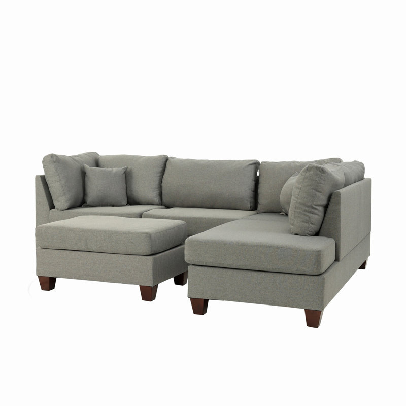 Canapé modulaire avec repose-pieds et coussins décoratifs pour salon, appartement, bureau