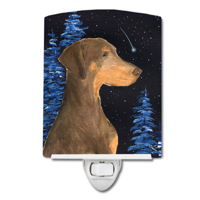Éclairage de nuit en céramique starry doberman