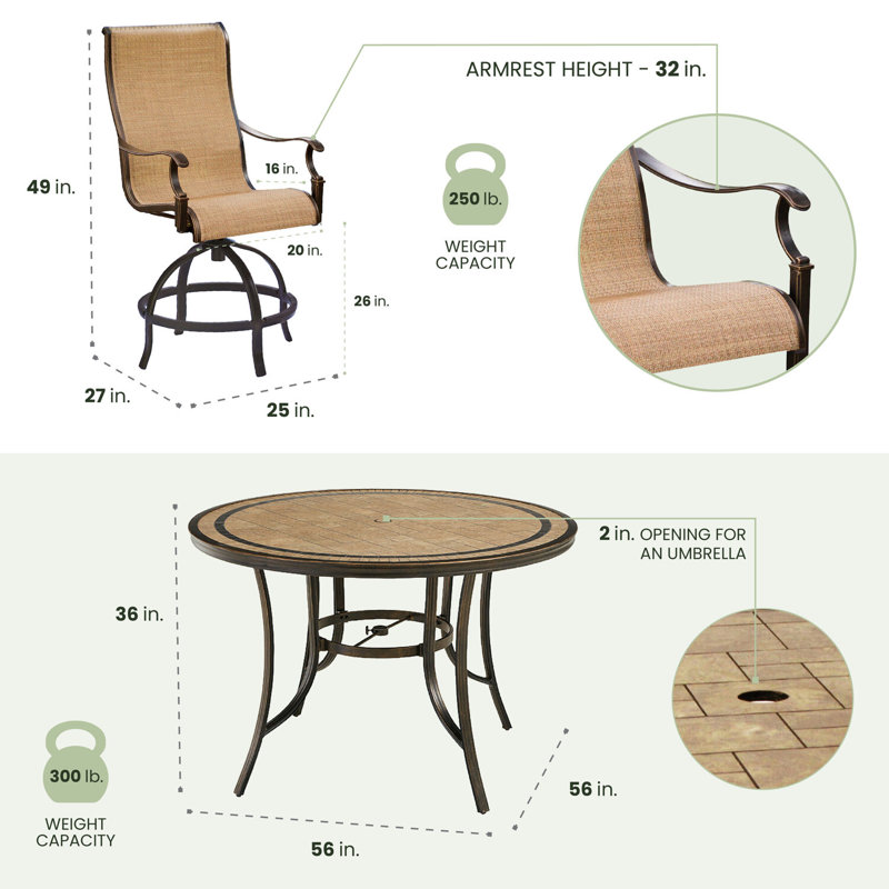 Alejando 6 - Person Patio Dining Set with Round Table