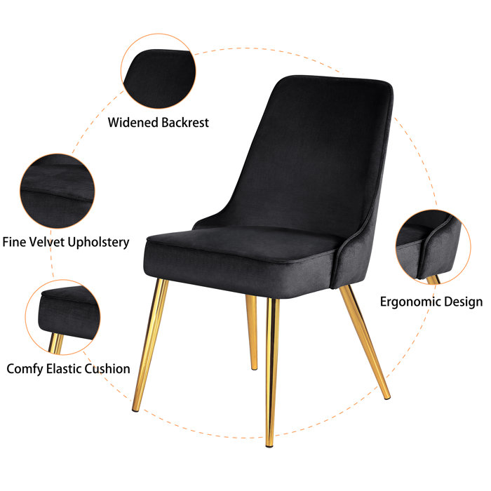 Everly Quinn Milin Velvet Solid Back Side Chair & Reviews | Wayfair