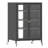 Rolling Media Cabinet on Wheels, 35.8" High AV Stereo TV Stand with 4 Adjustable Glass Shelves & Door, Heavy‑Duty Steel Frame Media Console for Living Room