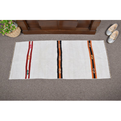 Antique Turkish Oushak Rug: Handwoven Hemp Blend with Vintage Striped Design for Entryways