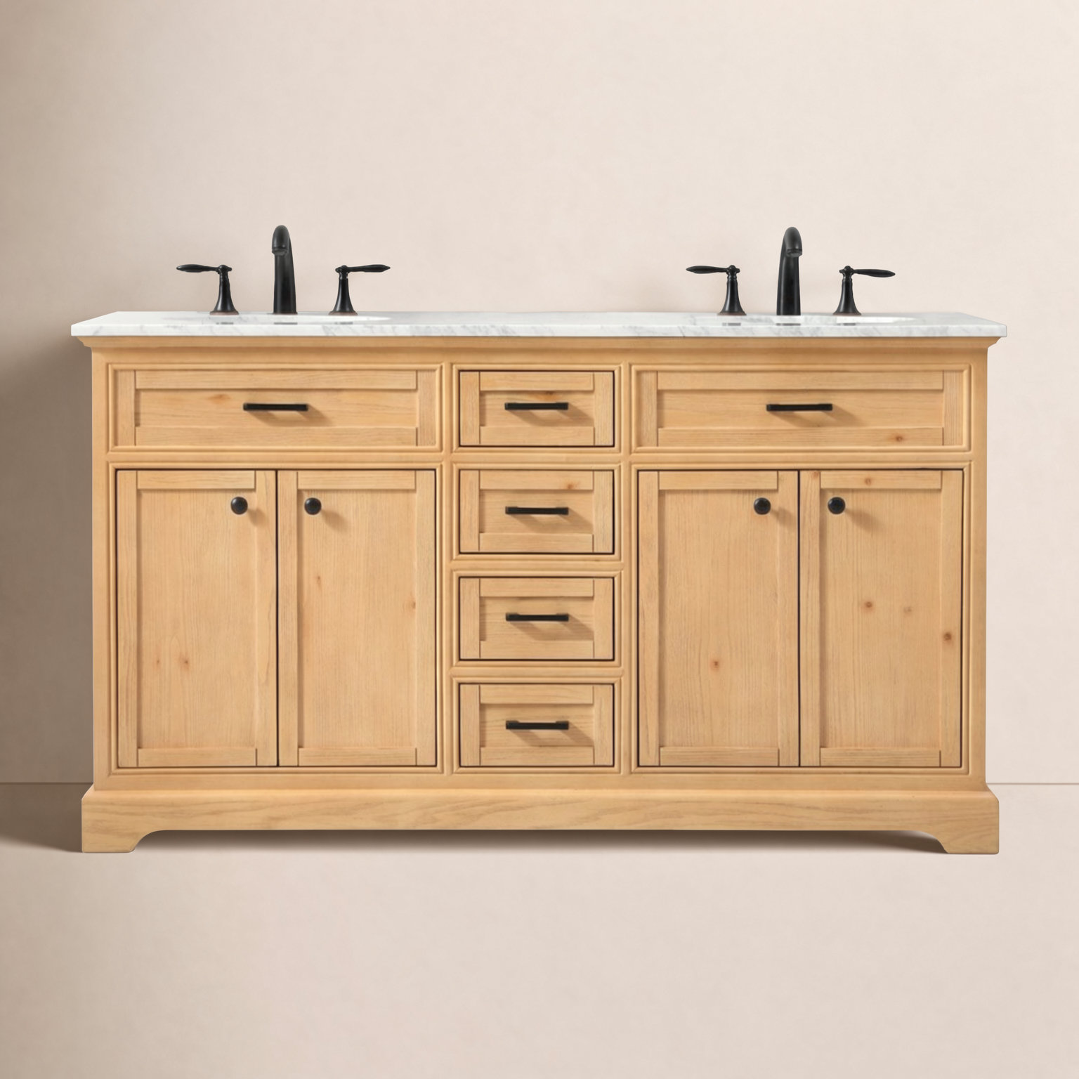 Hermes 60'' Double Bathroom Vanity, Natural