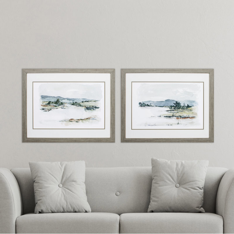 Étude sur le lac Overcast-ensemble de 2 reproductions d’art encadrées sur verre