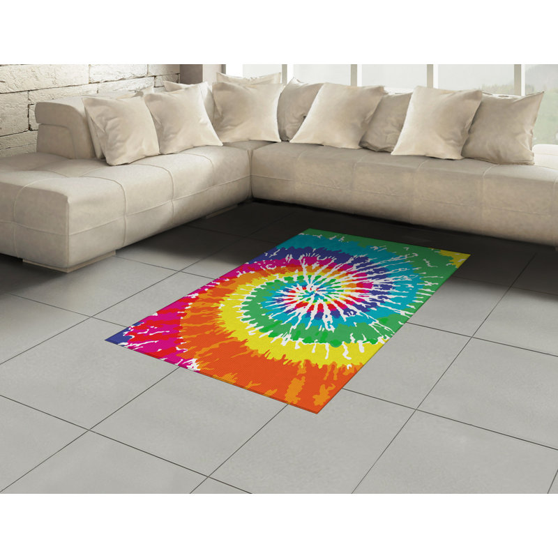 Rainbow High Density Long Fiber Poly Threads Decorative Area Rug Carpet, Rectangle 4' x 5'8"