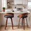 Ensemble de 2 tabourets de bar, tabourets de bar pivotants à dossier bas, chaises de bar en bois avec coussin moelleux-14004955