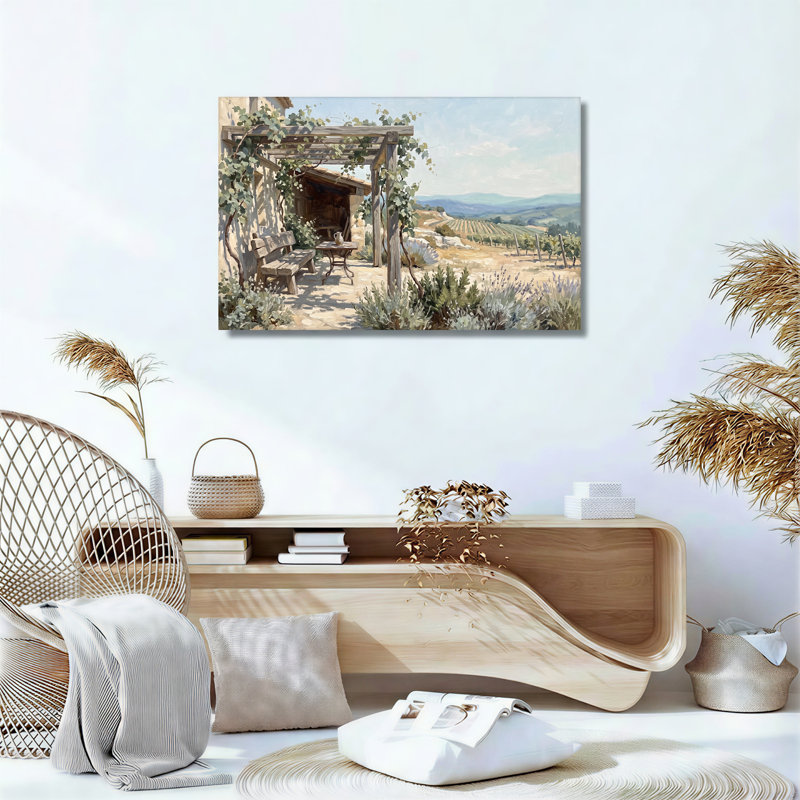 Art mural sur toile en forme de pergola recouverte de vigne, H 32 po x l 48 po