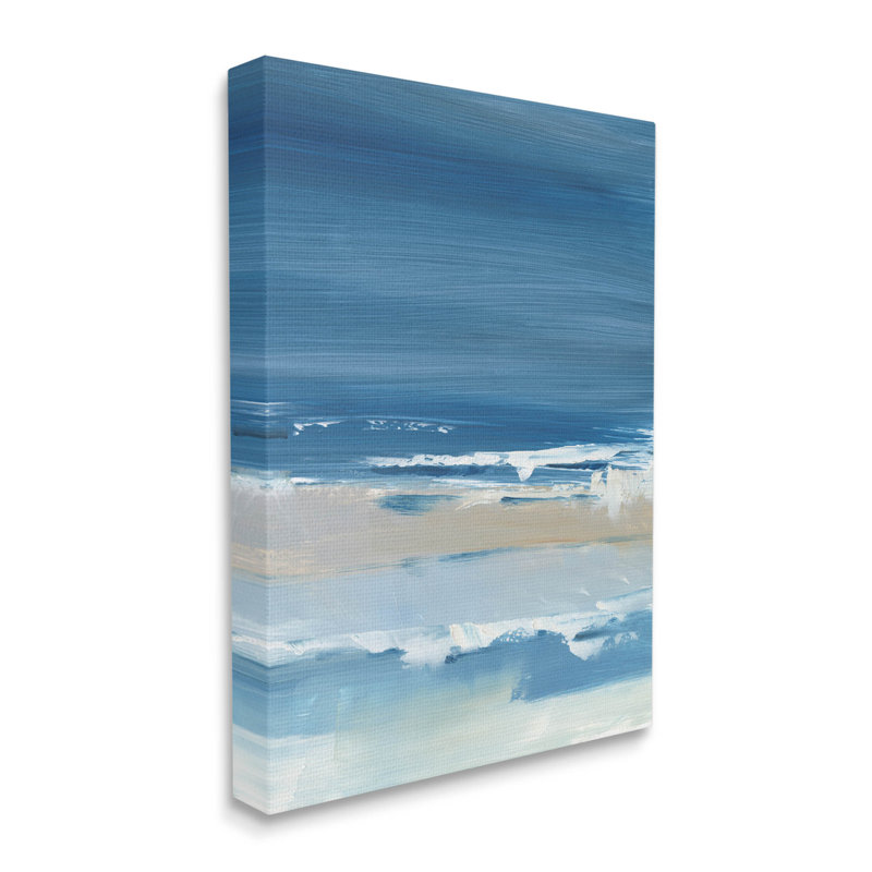 Crashing Waves Blue and Beige Canvas Landscape Art