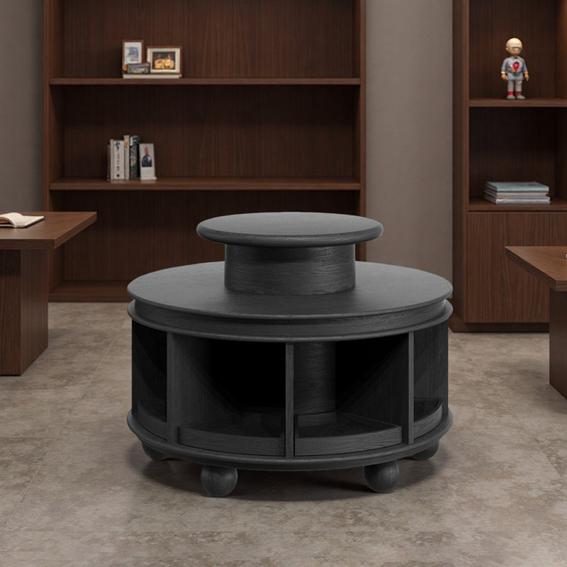 Présentoir rond en bois, Noir, H 33,46 po x l 47,24 po x P 47,24 po