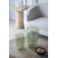 Ensemble de 2 vases décoratifs en verre vert avec motifs de visage