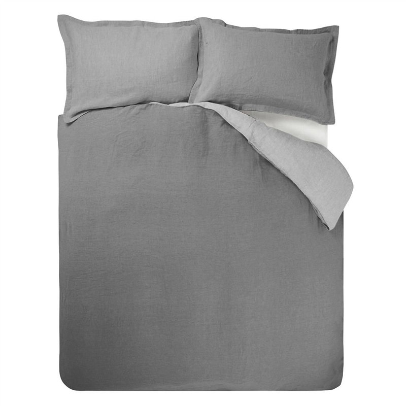 Biella Pale Gray & Dove Duvet , Queen Duvet Cover