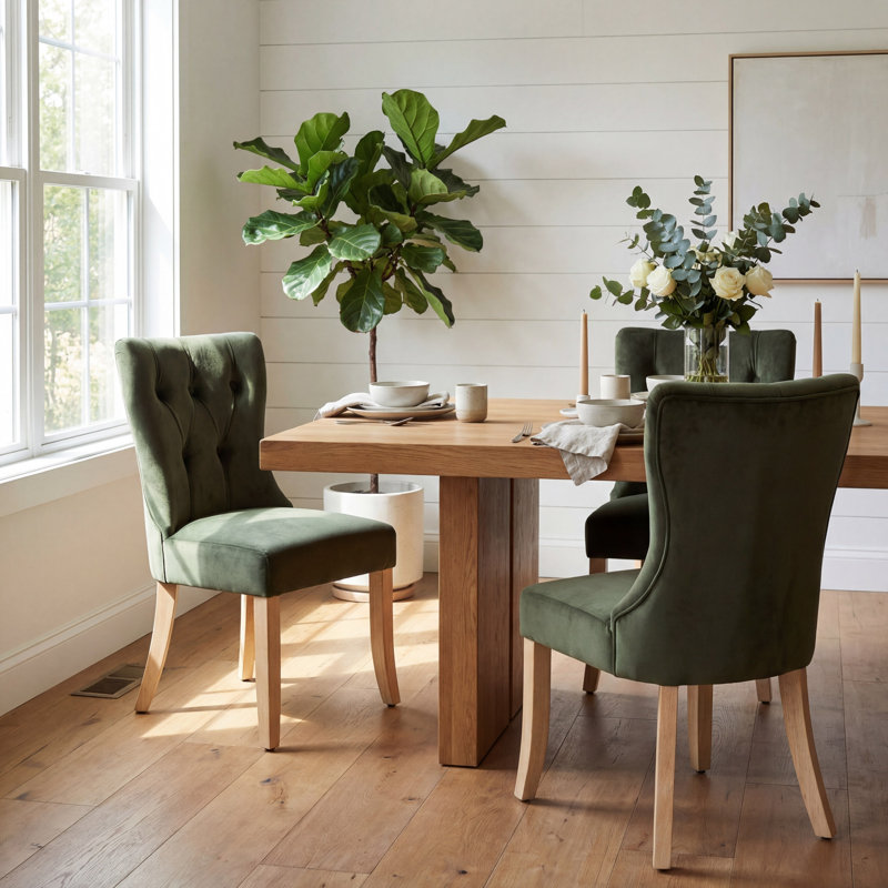 Chaise rembourrée Robbie Dutton, Velours vert foncé