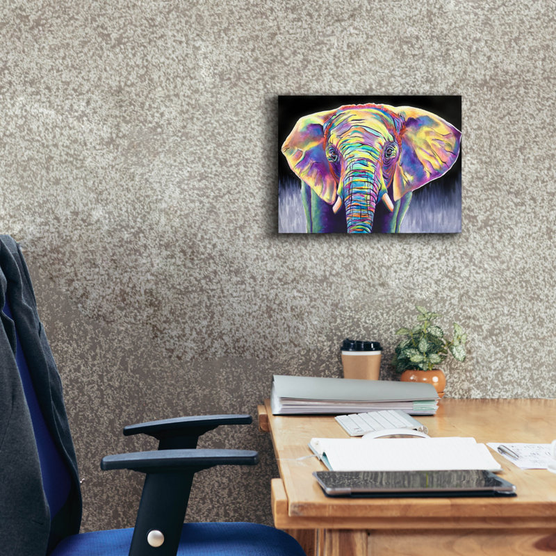 «Elephant - Butterfly» par Dawg Painter, H 12 po x l 16 po x P 0,75 po