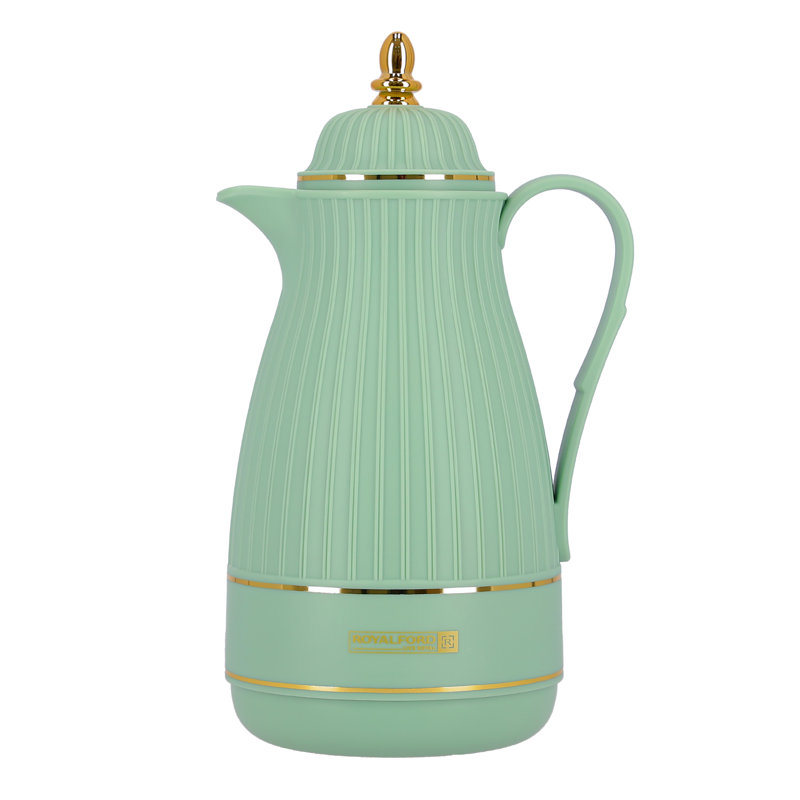 Royalford Glass Vacuum Flask, Vacuum Insulated Tea Carafe 1000ML -Heat & Cold Retention, Green