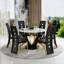 Ensemble de salle à manger rond noir et doré avec plateau en faux marbre et chaises en similicuir-1163088363-1163088341-1163088364