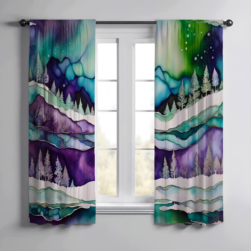Paire de rideaux semi-transparents en polyester Elfredia, L 40 po x L 82 po