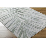Rectangle Jenkintown Floral Machine Woven Polypropylene Area Rug in Cream/Medium Green/Light Gray/Charcoal