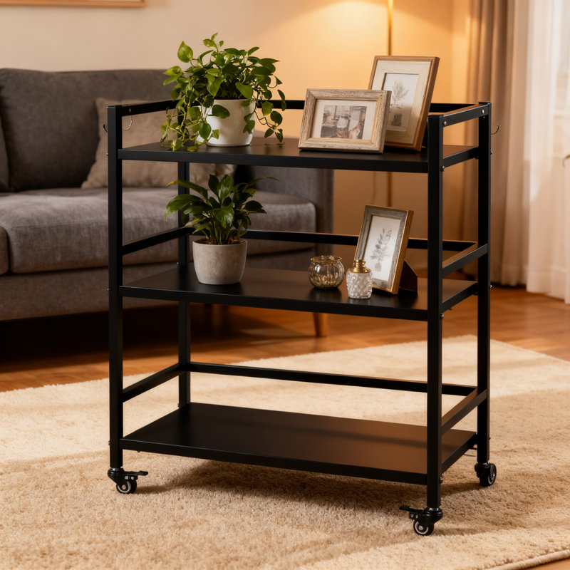 Étagère de rangement en métal robuste à 3 niveaux avec roues verrouillables, tablettes de garage industrielles pour l'organisation de la maison et du bureau