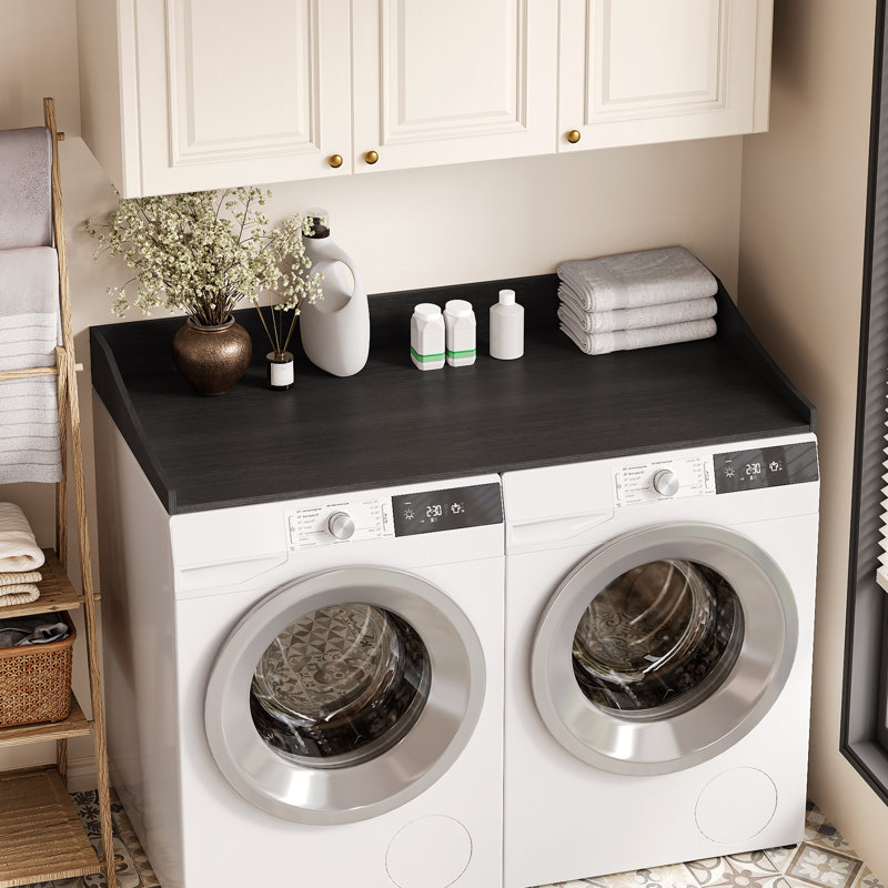 54 '' W * 27.5'' D Washer Dryer Countertop with Edge，Laundry Room Organizers and Storage, Black
