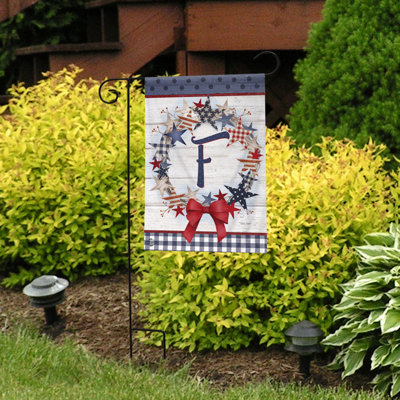 American Wreath Monogram F Garden Flag
