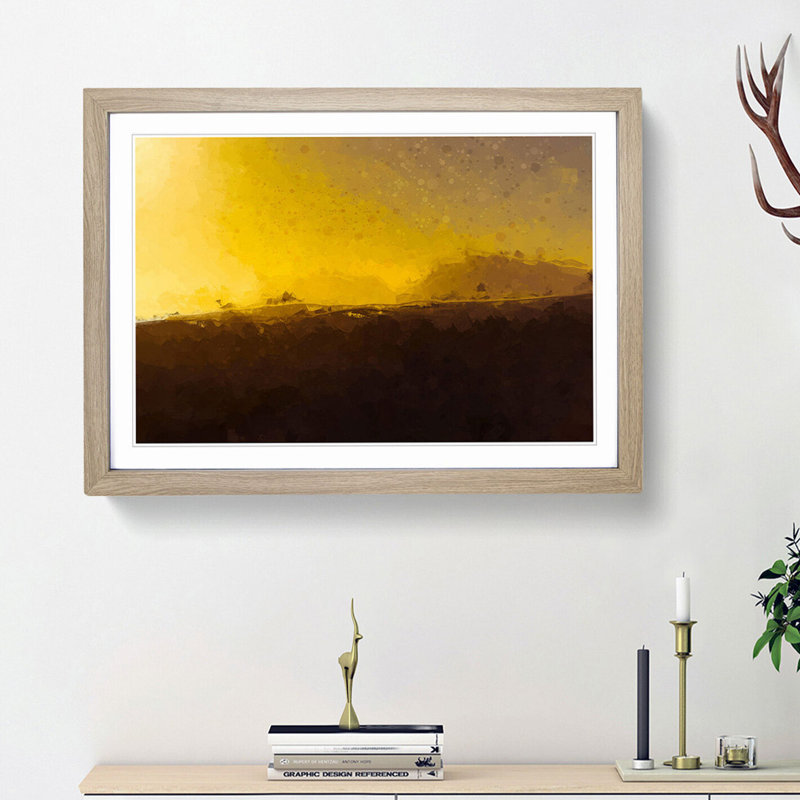 Mountains in Fuerteventura Spain in Abstract - Framed Print, 48cm H x 65cm W x 2cm D, Oak Framed