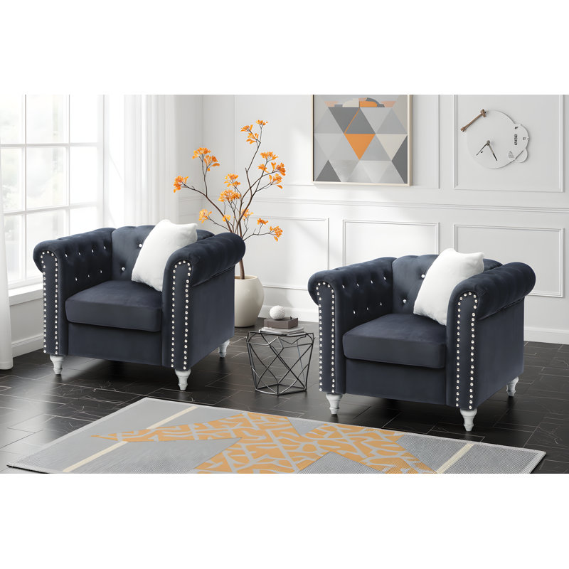 Ensemble de 2 chaises en velours Latonya, Noir